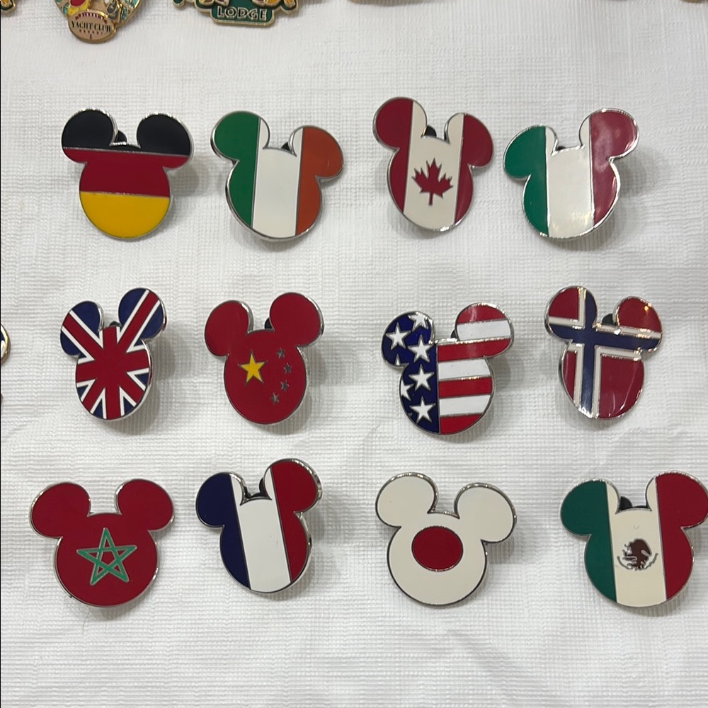 Disney Mickey Mouse Flag Pins - 2008 full set!